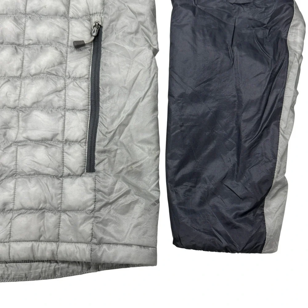 The North Face Thermoball Jacket Mens Medium Gray Black Full Zip Puffer C976 F14
